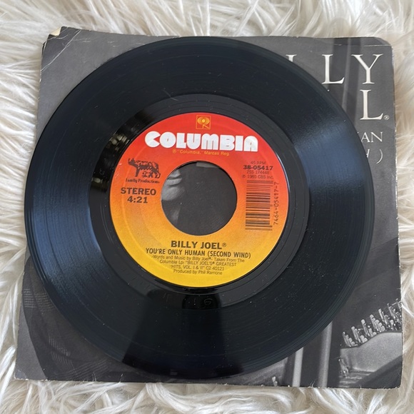 Vtg Billy Joel you’re only human second wind 45 small record in paper sleeve - Picture 4 of 17
